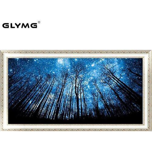 GLymg Needlework Diy Woods Night Sky Diamond Embroidery Full Square Diamond Painting Cross Stitch European Home Decor Picture