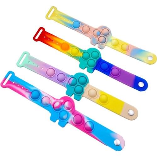 Among in Us Popits Push Bubble Fidget Toy Soft Dimple Bracelet Decompression Squeeze Sensory Toy Anti Stress Reliever Kids Gift