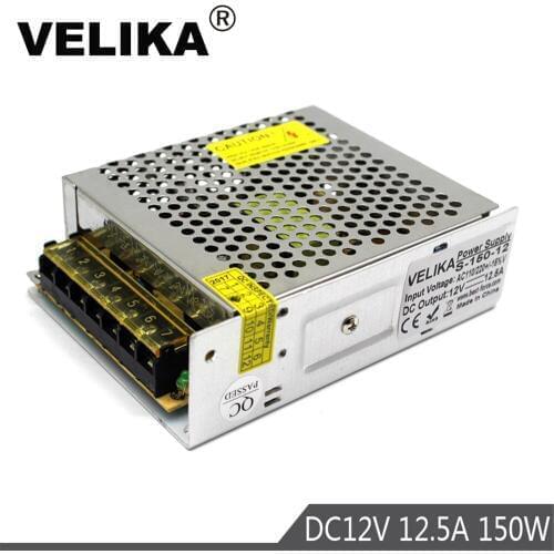 Best quality DC 12V Power Supply 12.5A 150W Driver AC100-240V Input to DC12V Output SMPS For Led Strip Modules Lighting Light