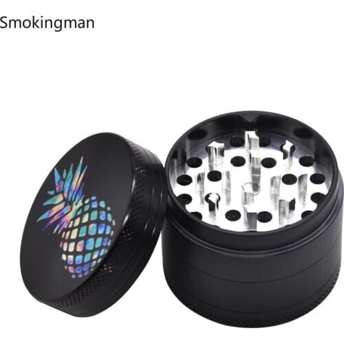 Aluminum alloy grinder, 50mm diameter, four-layer metal grinder, colorful pineapple pattern smoke accesoires