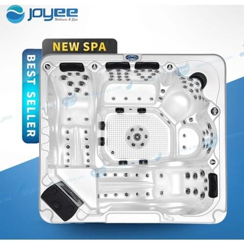 JOYEE 4 6 Person Family Large Size Outdoor Hot Tub Balboa System Outdoor Spa Massage Hot Tub With JacuzzI Function LED Jets