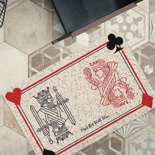 Poker Design Silk Loop Door Mat Carpet PVC Anti-slip Mat Living Room Mat Home Entrance Door Mat Custom Size Hallway Mat Carpet