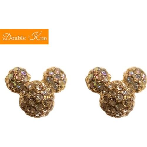 Cartoon Mouse Earrings Micro Zircon Shiny Alloy Prevent Allergy Gold Color EarringsFashion Trendy Women Jewelry Gift