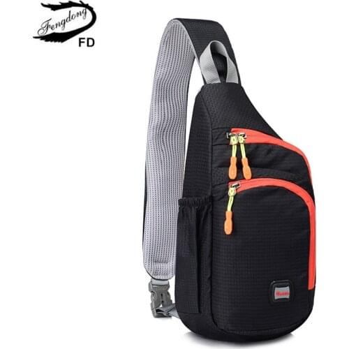 Fengdong male sling chest bag small crossbody bags for men outdoor sport water bottle bag one shoulder cycling bag pack boy gift