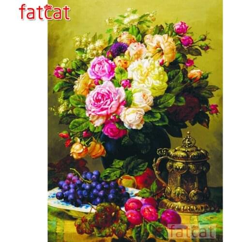FATCAT Still life flowers and fruits Diamond Painting Full Square Round Drill Diy 5D Diamond Embroidery Mosaic Needlework AE1840