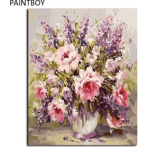 Flower Wall Art Framed Pictures Painting By Numbers Handwork Canvas Oil Painting Home Decor For Living Room GX9580