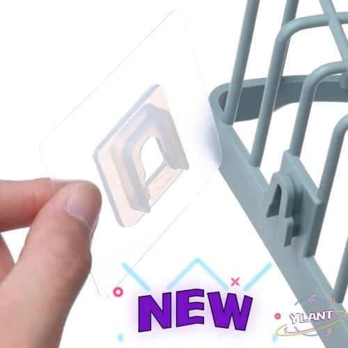 Bathroom Shelf Sticker for Wall Rack Waterproof Kitchen Sticking Wall Screw Hook Hanger Transparent Strong Adhesive Hook