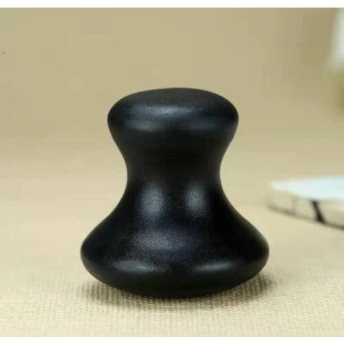 Natural Mushroom Face Massage Gua Sha Tool Crystal China Black BianShi Stone Mineral Skin Care Health Massager Head Body Scraper