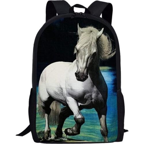 New Fashion School Bags Backpacks Teen Boys Girls Cool Schoolbags White Horse Brazilian Printed Bookbags Pencil Case