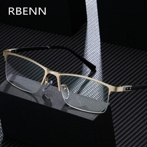 RBENN 2020 New Men Business Reading Glasses High Quality Semi-Frame anti blue light Computer Reading Eyegalsses for Male +1.75