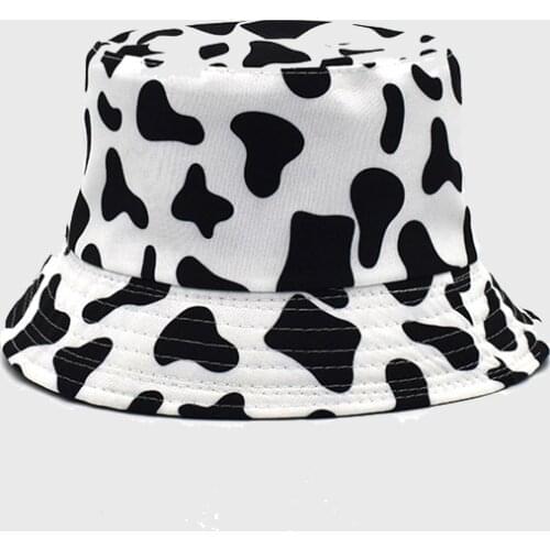 Cow Cartoon Print Bucket Hat Spring And Summer Fisherman Hat Simple Sunshade Outdoors Panama Flat Top Fashion Casual Bucket Hats