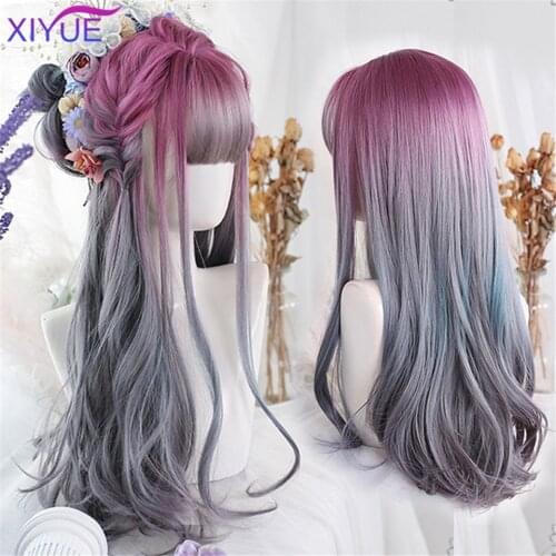 XIYUE Long Straight Black Wig Synthetic Wigs for Women Natural Wig Heat Resistant Fiber Natural Looking Wigs With Bangs Wig