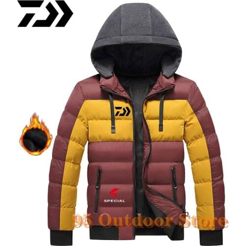 Daiwa Winter Fishing Parka Men Plus Velvet Warm Windproof Coats Military Hooded Jackets Casaco Masculino Casacos Outwear Overcoa