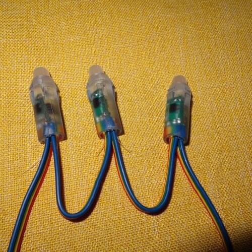 12mm bullet type DC12V WS2818 RGB full color addressable LED pixel light;IP68;10cm wire spacing;with color wire;100pcs/string