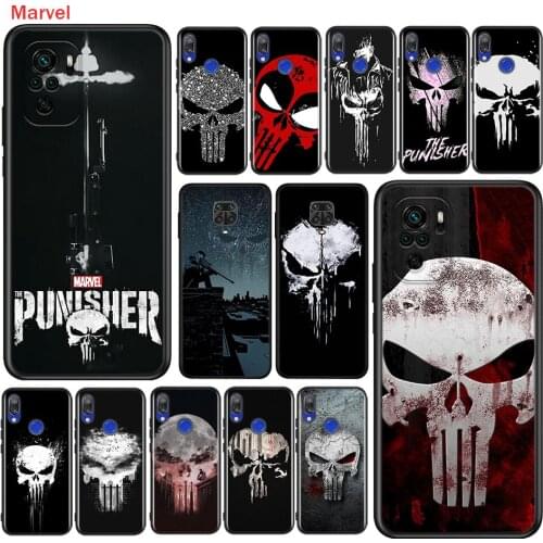Silicone Cover Marvel Punisher Skull For Xiaomi Redmi Note 10 10S 9 9S Pro Max 9T 8T 8 7 6 5 Pro 5A Phone Case