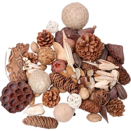 Mixed Natural Pine Cones Real Rattan Ball Home Wreath Garland Flower Arrangement DIY Christmas Kitchen Fall Ornaments Decor