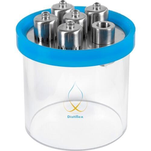 Glass bubble plates section with stainless steel bubble plate for distillation