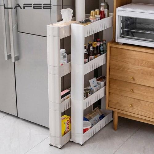 Interspace storage rack Gap shelf pulley mobile kitchen toilet gap rack bathroom storage rack fridge side seam finishing rack