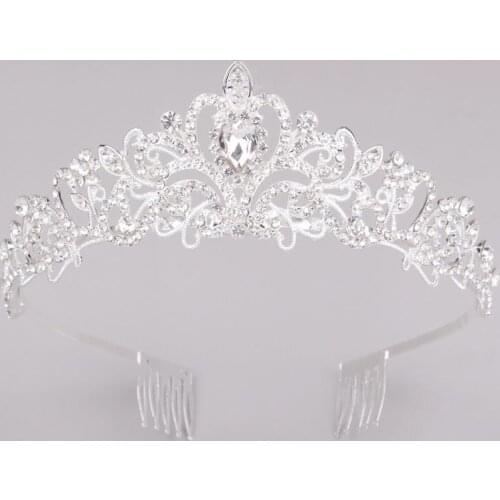 Wedding Crown Crystal Rhinestones Princess Crown with Comb Exquisite Headband for women AXYD