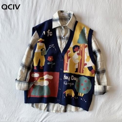 Korean Sweaters Vest Mens Printing Loose Fit Jumpers Knitwear Sleeveless Sweater Men Casual Men Clothes