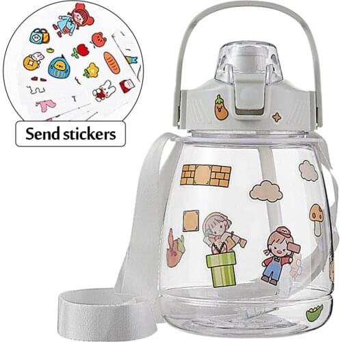 1300ml Large Capacity Water Bottle Cute Straw Plastic Cup and Womens Outdoor Fitness Kettle Portable Water Cup