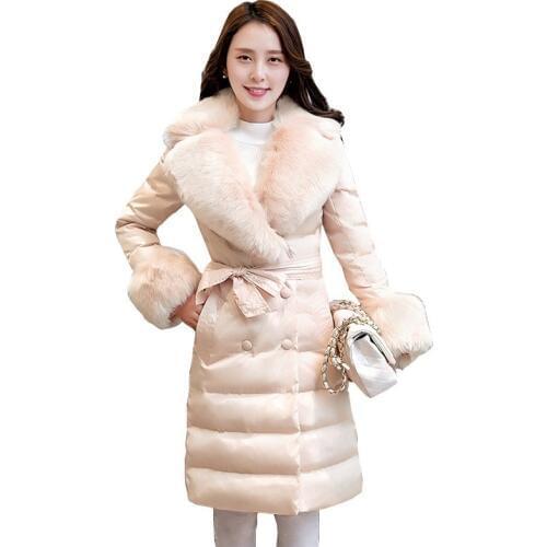 High quality 2019 White duck down 90% Slim Down clothes coat New Korea Ms Winter jacket Warm Fur collar Elegant down Coat Women