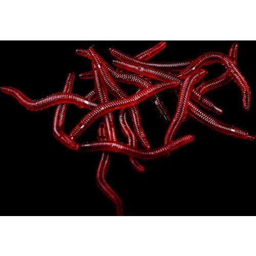 WALK FISH 100PCS/Lot Red Worms Artificial Earthworm Fishing Lure 3.5cm soft Baits Red Fishy Smell silicone bait Soft Lure