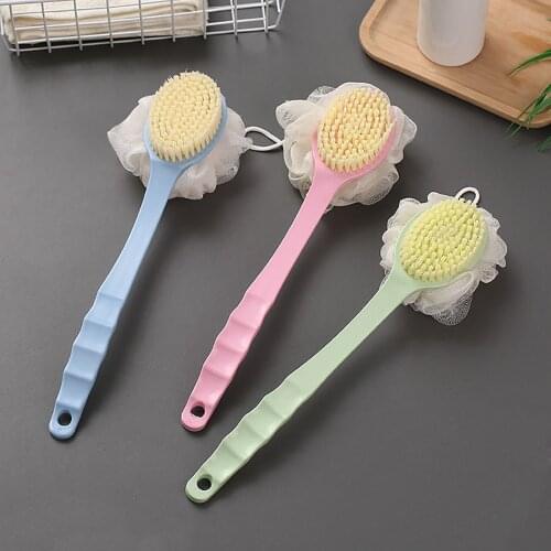 Ladies Shower Brush Double-sided Bath Brush Long Handle Bath Flower And Bath Brush Combo Nylon Body Brush Wash Your Back Easily