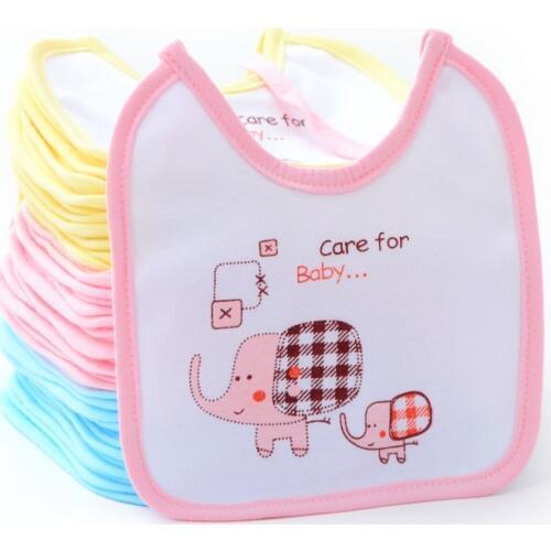 1 Piece Cartoon Girls Boy Baby Bibs Newborn Cotton Elephant Toddler Gift Saliva Towel Feeding Stuff Burp Cloth Waterproof Infant