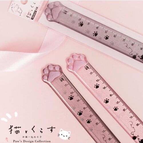 1PC Cute Cat Paw Straight Ruler Kawaii Drawing Stationery Gift Office School Measuring Supplies(ss-723)