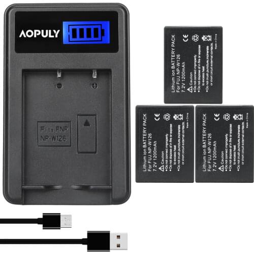 3Pcs Batteries NP-W126 NP W126 Rechargeable Battery + USB LCD Charger For Fuji HS50 HS35 HS33 HS30EXR XA1 XE1 X-Pro1 XM1 X-T10