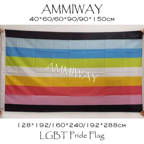AMMIWAY Any Size Queer Pride Rainbow Flag High Quality 100D Polyester Queer LGBT Custom Single or Double Sided Flags and Banners