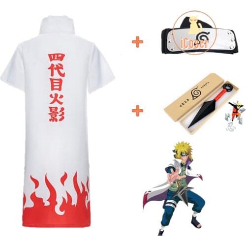 Anime Namikaze Minato Cosplay Cloak Headband Kunai 4th Yondaime Hokage Hood Costume Halloween Party Group Dress Cape