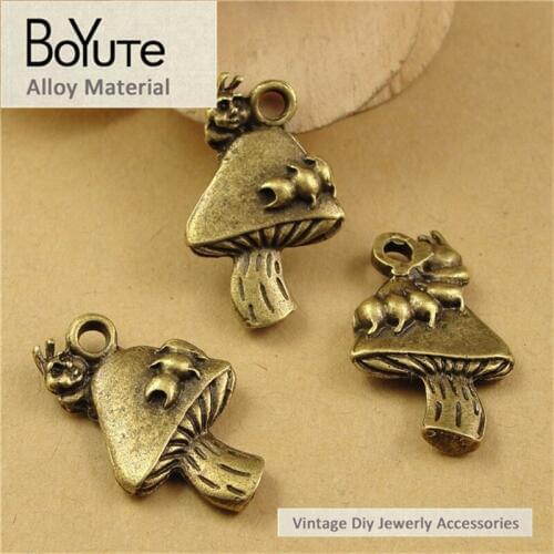 BoYuTe (50 Pieces/Lot) 25*15MM Antique Bronze Plated Zinc Alloy Charms Centipede Mushroom Pendant Findings Diy Accessories
