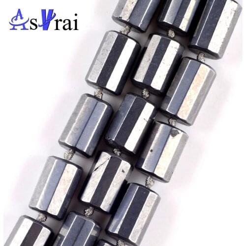 Natural Titanium Magnet Faceted Stone Column Shape Beads For Jewelry Making Spacer Loose Beads 15*10mm Diy Bracelets 15inches