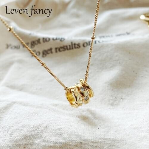 925 Sterling Silver Three Circle Crystal Zircon 3 Pendant Necklace for Mom Jewelry Golden Satellite Chain Choker Summer Gift