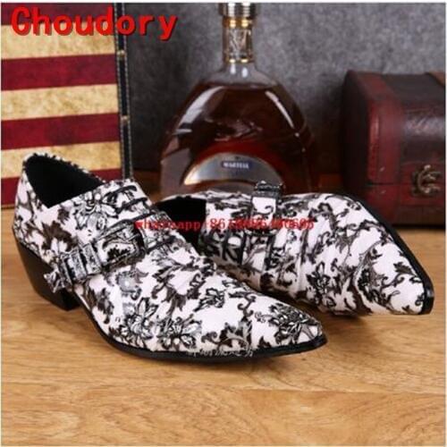 Choudory Italian mens shoes brands pointed toe dress shoes high heels white loafers wedding formal designer shoes men