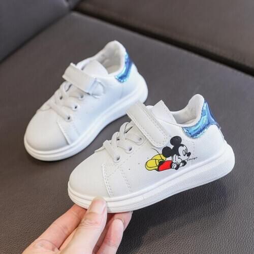 Disney Mickey Mouse Kids cartoon Sneakers Boys Girls White trainers Children Casual School shoes