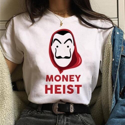 Womens O-neck t-shirt paper house money robbery women La Casa de Pappel t-shirt funny top casual clothes t-shirt female summer