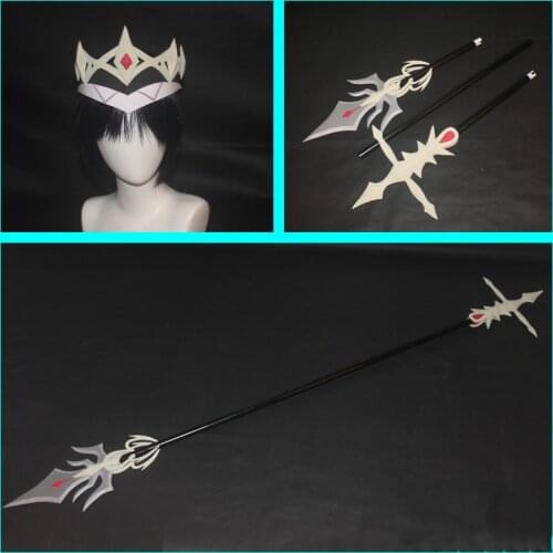 Genshin Impact Rosaria Cosplay Staff Spear Headwear Crown Props Weapons Accessories for Christmas Carnival Fancy Party Event