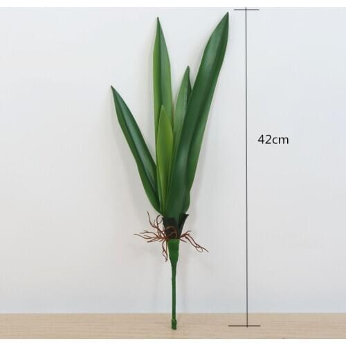 42cm5 Leaf Artificial Orchid Grass Plants Tropical Indoor And Outdoor Green Potted Flower Arrangement Material Hotel Office Deco
