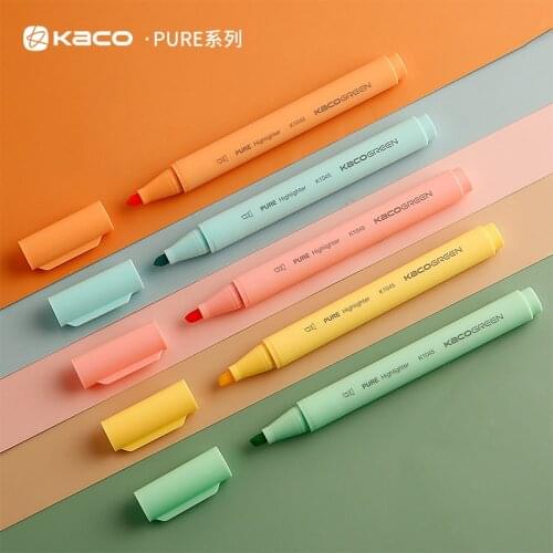 KACOGREEN 5pcs Candy colors Highlighters Marker pen color mark anti-scroll design Office stationery Draw for students kids