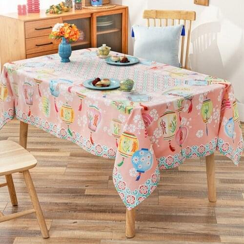 Chinese waterproof tablecloth New Year festive tablecloth oil proof wash free kitchen decorative tablecloth