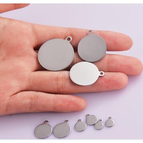 Wholesale 6mm-30mm 8 Sizes Stainless Steel Round Charms Pendant Connector For DIY Necklace Bracelet Jewelry making