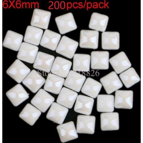 6mm Square Ceramic White Hotfix Rhinestones Hot Fix Crystals Stones DIY Iron On Rhinestone 200pcs/Pack