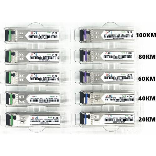 LC SFP Fiber optic module 1.25G LC 20/40/60/80/100KM 1310/1490/1550nm Single Fiber SFP Optical Module Transceiver FOR ONU OLT