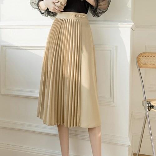 Limiguyue Fashion High Waist Midi Skirts Woman Solid Vintage Harajuku Casual Pleated Skirt Women Elegant Faldas jupe femme K671