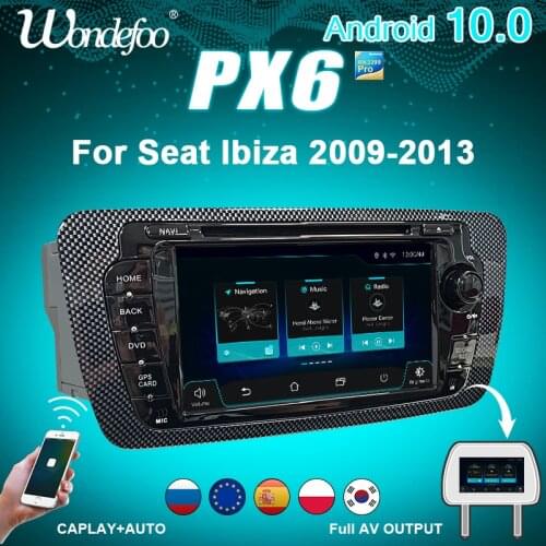 2 din Android 10 car radio PX6 for Seat Ibiza MK4 6J 2009-2013 Navigation GPS car stereo auto audio screen bluetooth multimedia
