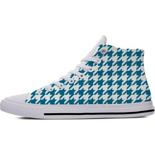 Houndstooth Pattern Cool Fashion Funny Popular Casual Canvas Shoes High Top Lightweight Breathable 3D Print Men Women Sneakers
