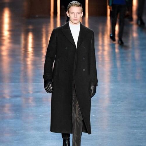 Mens windbreaker woolen coat big-name high-end 2020 autumn and winter cashmere long thick business woolen coat